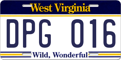 WV license plate DPG016