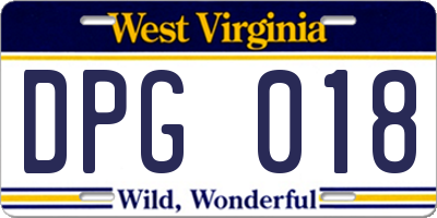 WV license plate DPG018