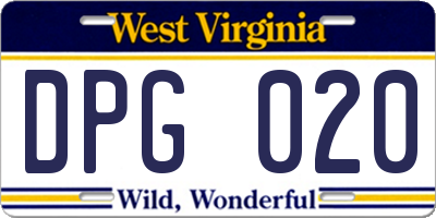 WV license plate DPG020