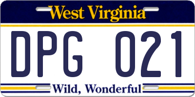 WV license plate DPG021