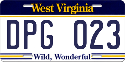 WV license plate DPG023