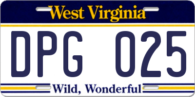 WV license plate DPG025