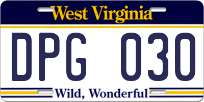 WV license plate DPG030