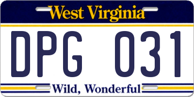 WV license plate DPG031