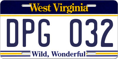 WV license plate DPG032