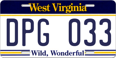 WV license plate DPG033