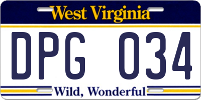 WV license plate DPG034