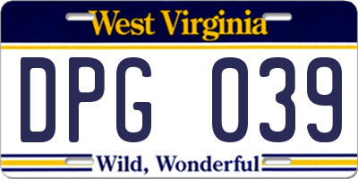 WV license plate DPG039
