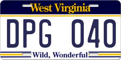 WV license plate DPG040