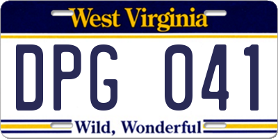 WV license plate DPG041