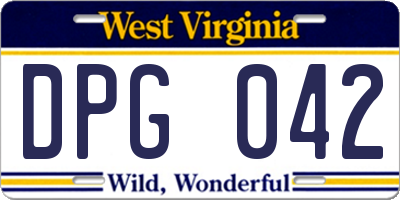 WV license plate DPG042