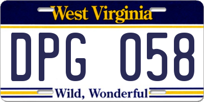 WV license plate DPG058