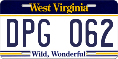 WV license plate DPG062