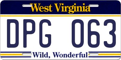 WV license plate DPG063