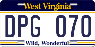 WV license plate DPG070