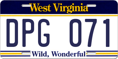 WV license plate DPG071