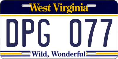 WV license plate DPG077