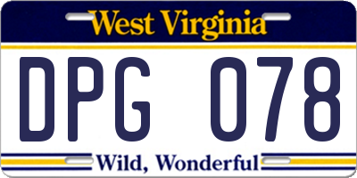 WV license plate DPG078