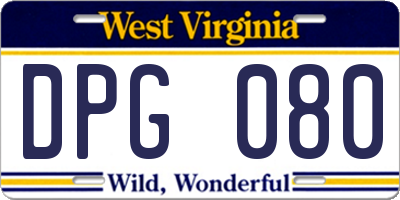 WV license plate DPG080