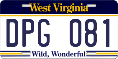 WV license plate DPG081