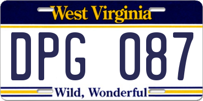 WV license plate DPG087