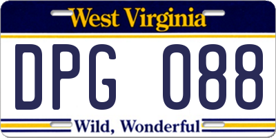 WV license plate DPG088