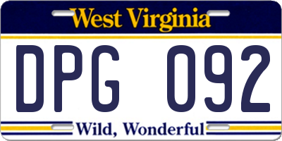 WV license plate DPG092