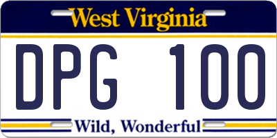 WV license plate DPG100