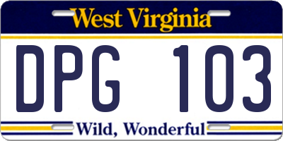 WV license plate DPG103