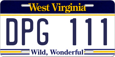 WV license plate DPG111