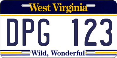 WV license plate DPG123