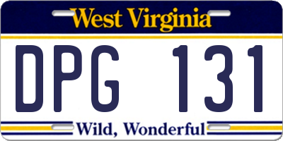 WV license plate DPG131