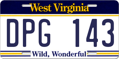 WV license plate DPG143