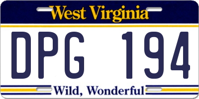 WV license plate DPG194