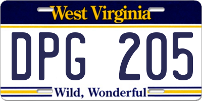 WV license plate DPG205
