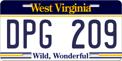 WV license plate DPG209