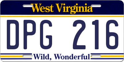 WV license plate DPG216