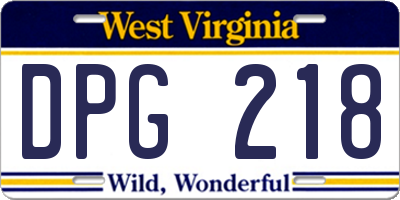 WV license plate DPG218