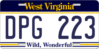 WV license plate DPG223