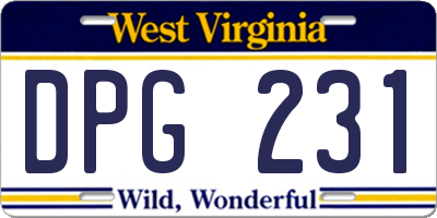 WV license plate DPG231