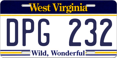WV license plate DPG232