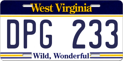 WV license plate DPG233