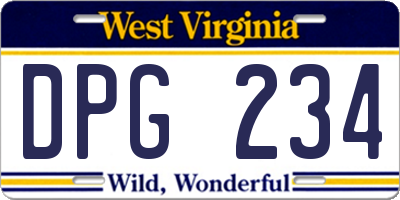 WV license plate DPG234
