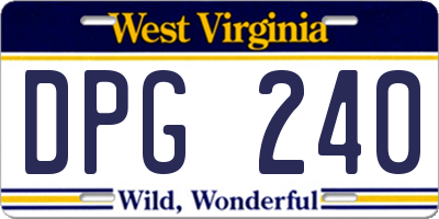 WV license plate DPG240