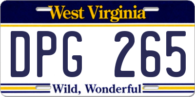 WV license plate DPG265