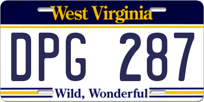 WV license plate DPG287