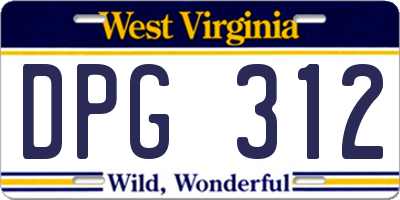 WV license plate DPG312