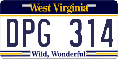 WV license plate DPG314