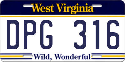 WV license plate DPG316