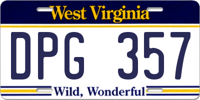 WV license plate DPG357
